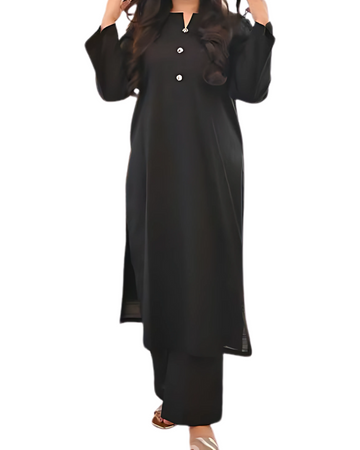 Muharram Special Black Dress Elegant Dyed Cotton Co-ord Set – Ready-to-Wear (Pret)