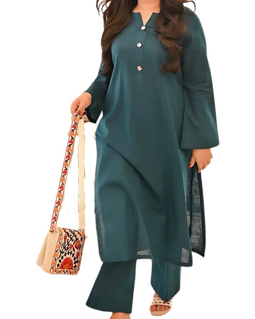 Elegant Dyed Cotton Co-ord Set – Ready-to-Wear (Pret)