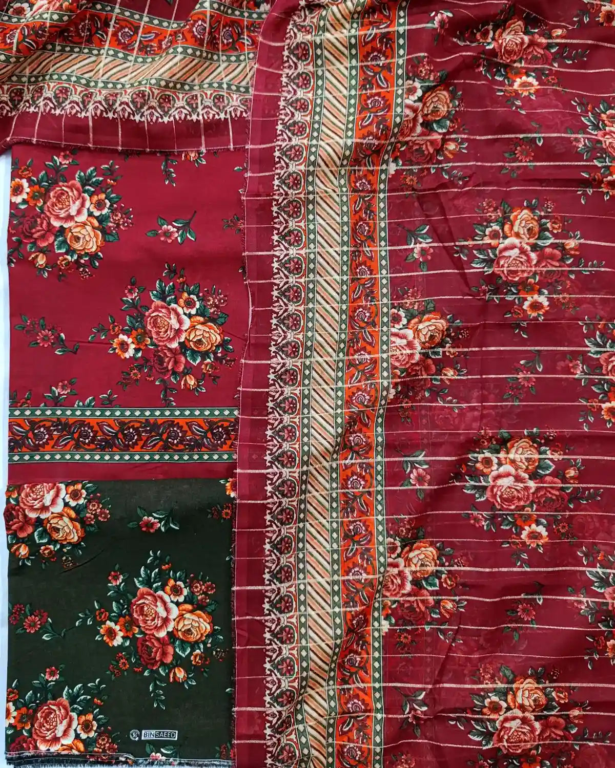 Bin Saeed 3PC Digital Printed Lawn Unstitched Suit BS1204253P12